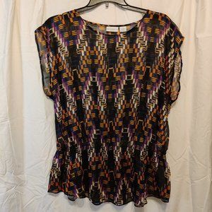 COPY - Nice Liz Claiborne Sheer blouse with geometric shapes -  womens size 1X